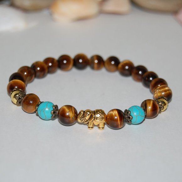 Tiger Eye Bracelet,Elephant Bracelet,Tiger Eye Elephant Bracelet,Men,Wom… - Picture 2 of 3